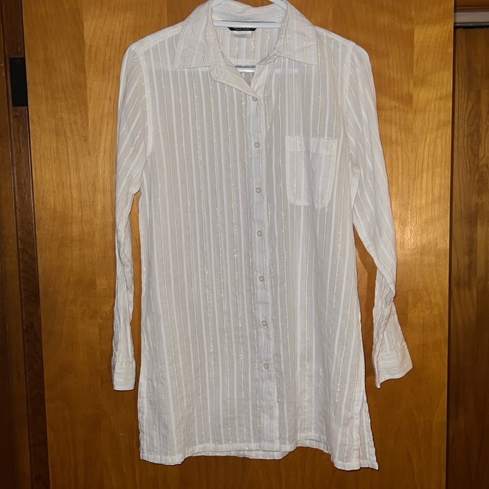 Ralph Lauren tunic button down with gold threads